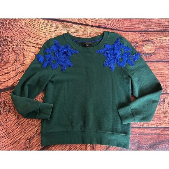 J.Crew Sweatshirt With Floral Appliqué Size‎ Small - Picture 1 of 11